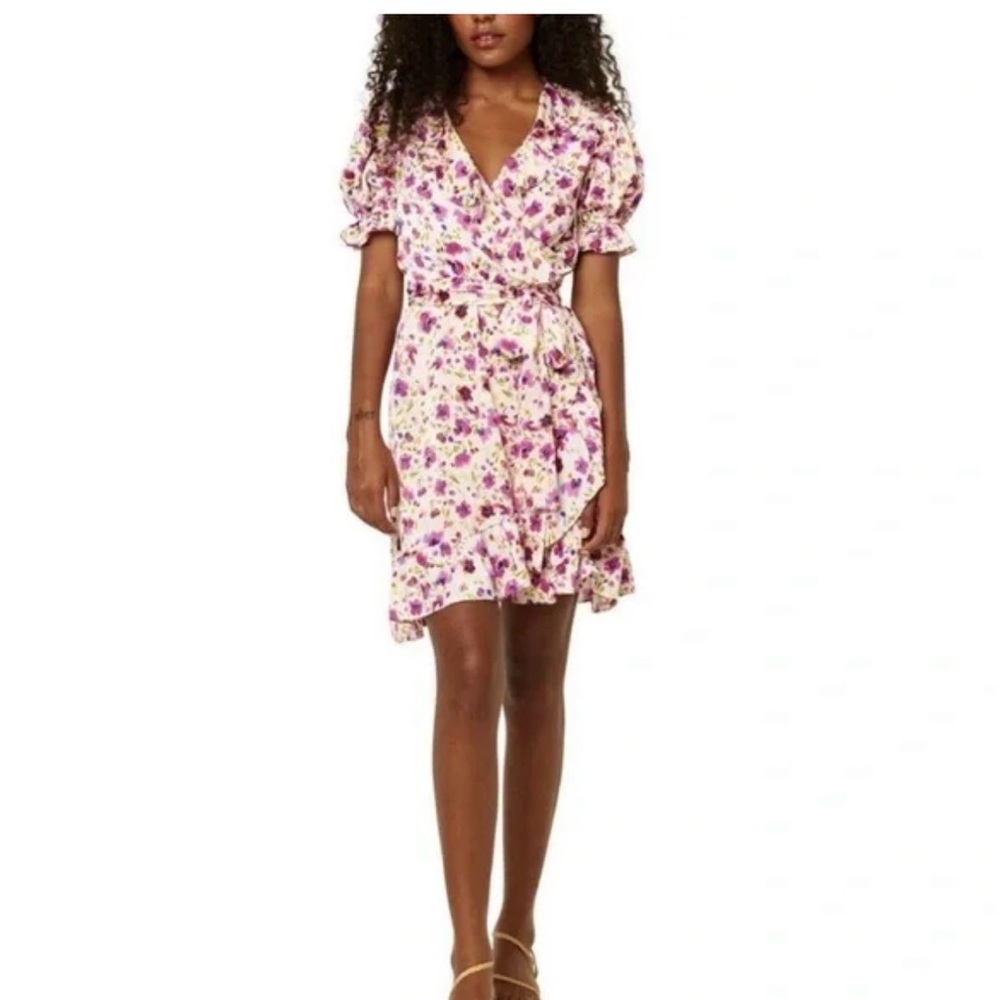 MISA Los Angeles Floral Wrap Mini Dress